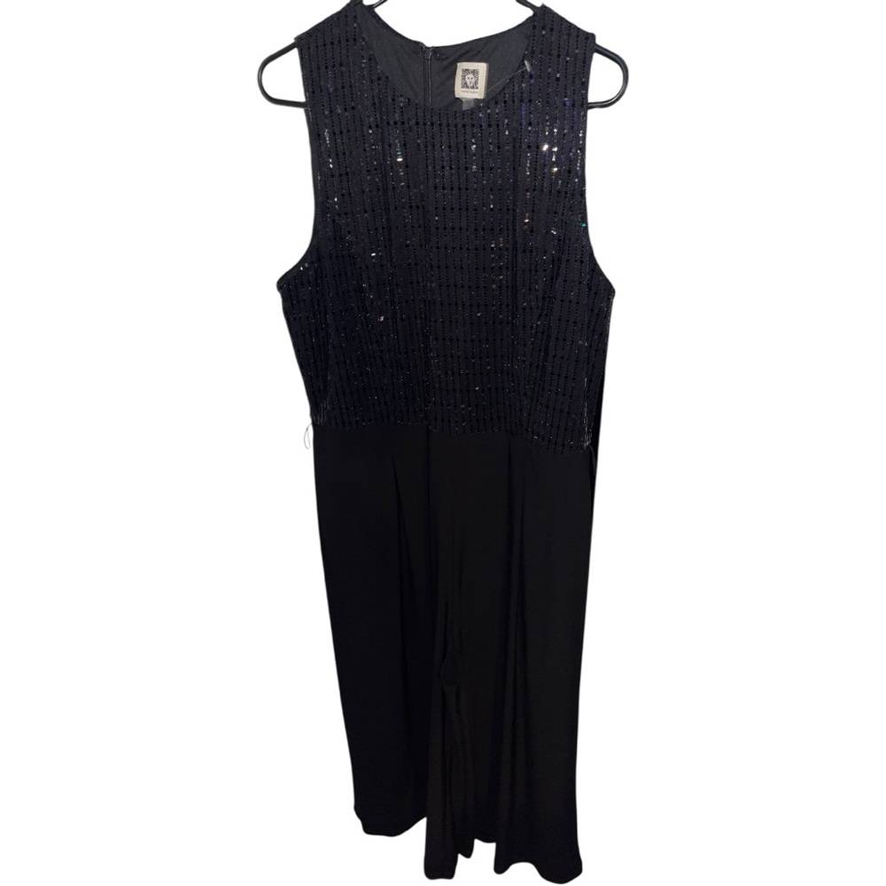 2/$20 🩷 Anne Klein Women’s Sleeveless Sequin Wide Leg Jumpsuit SIZE 16 BLACK
